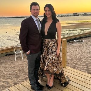 Bronx and Banco Louis Mesh Ruffle Gown